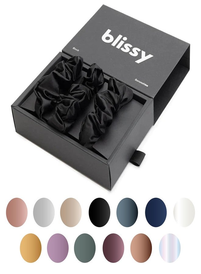 Blissy Silk Scrunchies (3 Pack) - 100% Pure Mulberry Silk - 22 Momme 6A High-Grade Fibers Scrunchie for Straight & Curly Hair - Preventing Breakage, Tangling, & Creasing (Plum Regular) - Image 1